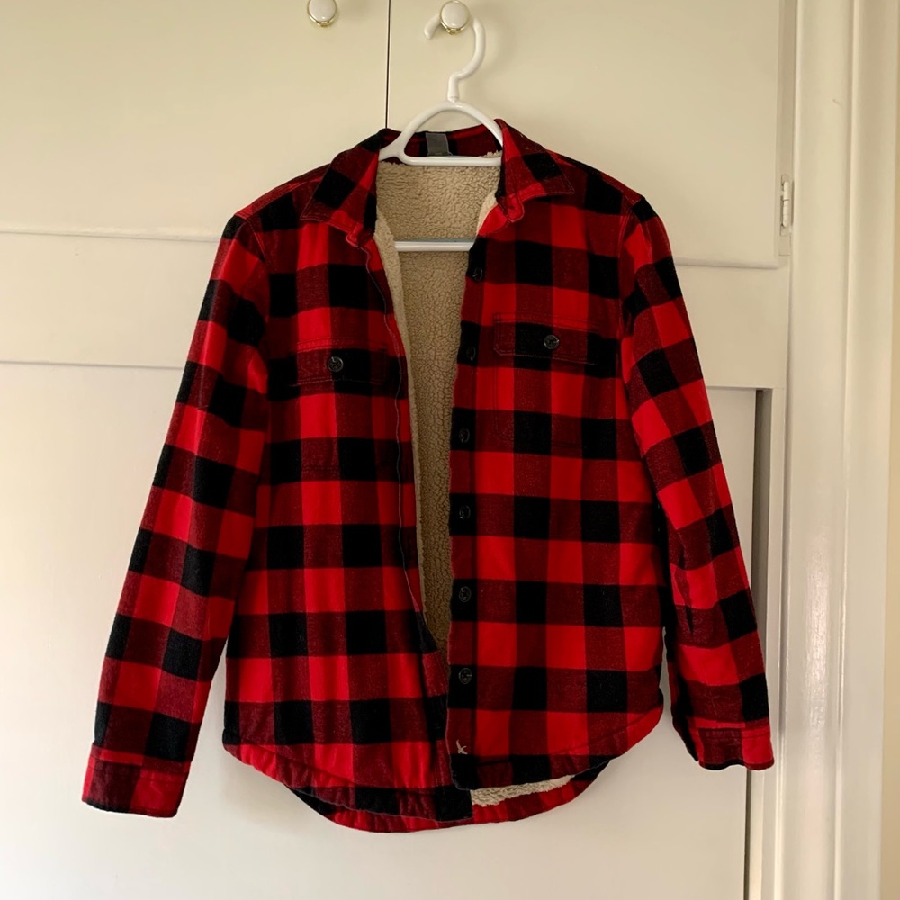 Red and black plaid Eddie Bauer shacket